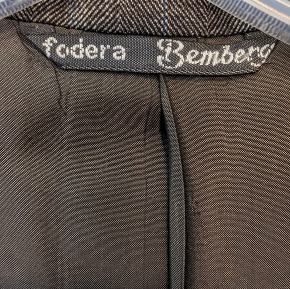 Fodera Bemberg gray striped double breasted wool Lana suit jacket blazer size 52 - Picture 6 of 14